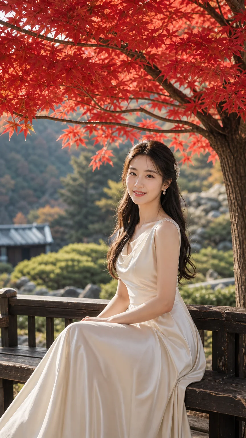 가을 결혼식 사진 단풍 배경 신부